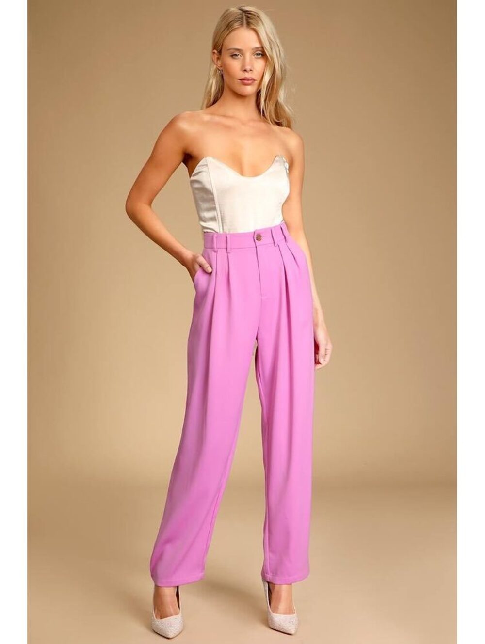 Lulus Sophisticated Take Light Purple High-Waisted Trouser Pants s